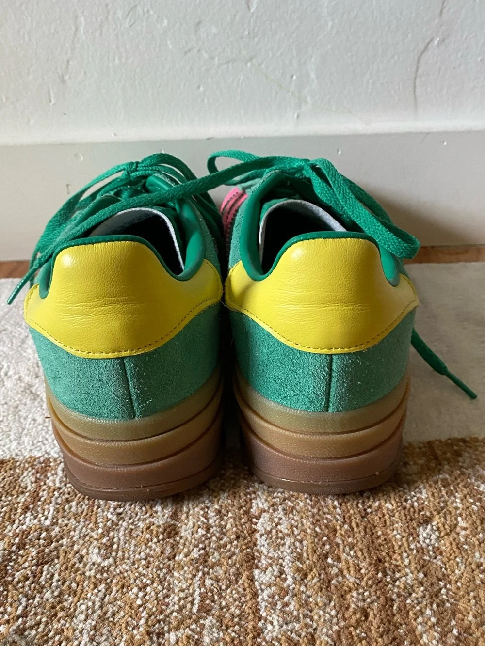 Adidas✨Gazelle Bold Platform Sneaker Court Green Suede/Lucid Pink